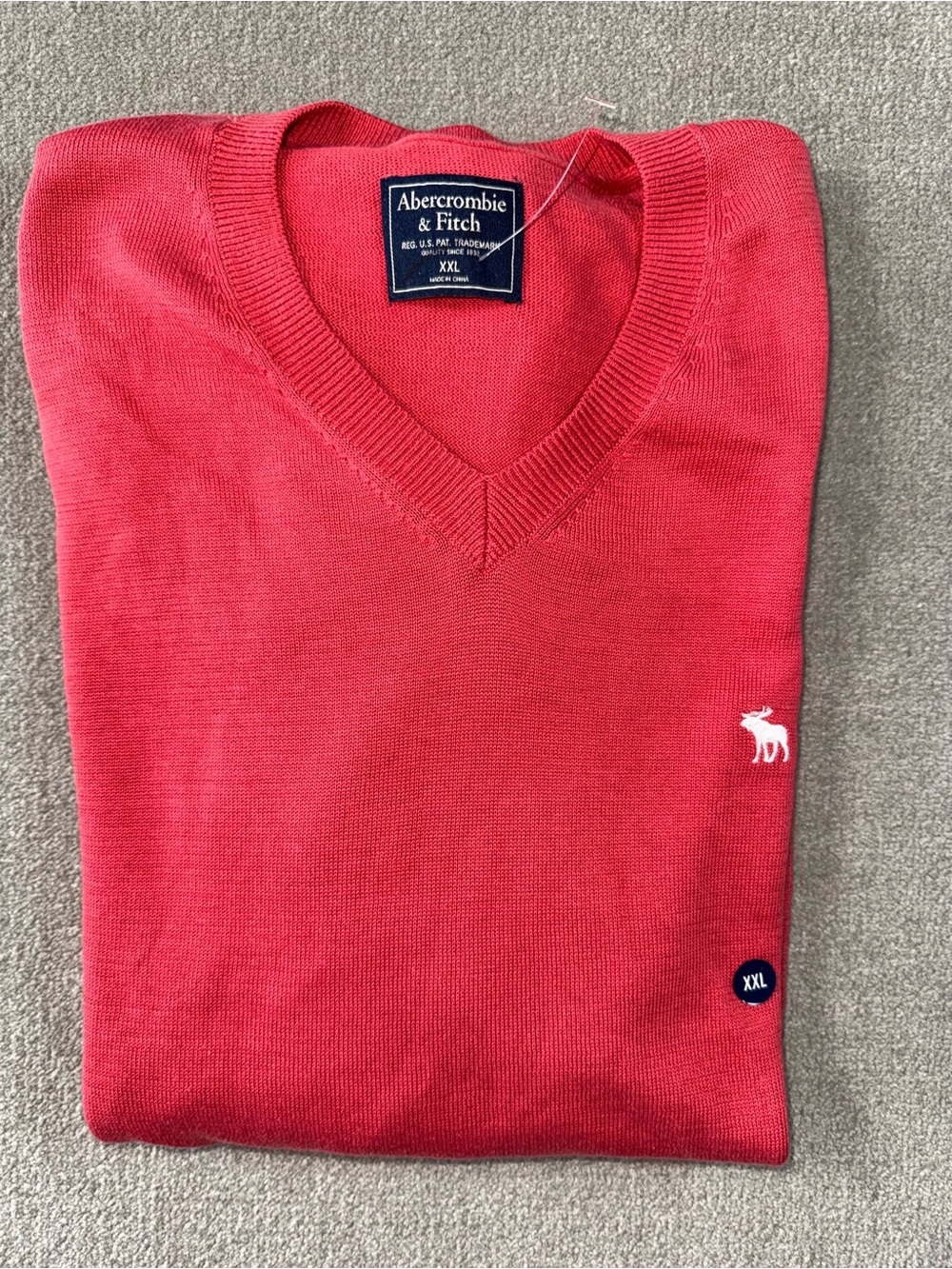 Abercrombie & Fitch Men's V-Neck Sweater - Coral